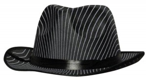 Black pinstriped Al Capone gangster fedora hat