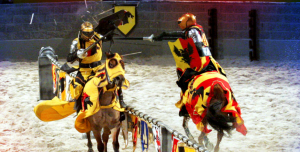 Knights battle at a dinner show