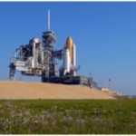 Shuttle on launch pad